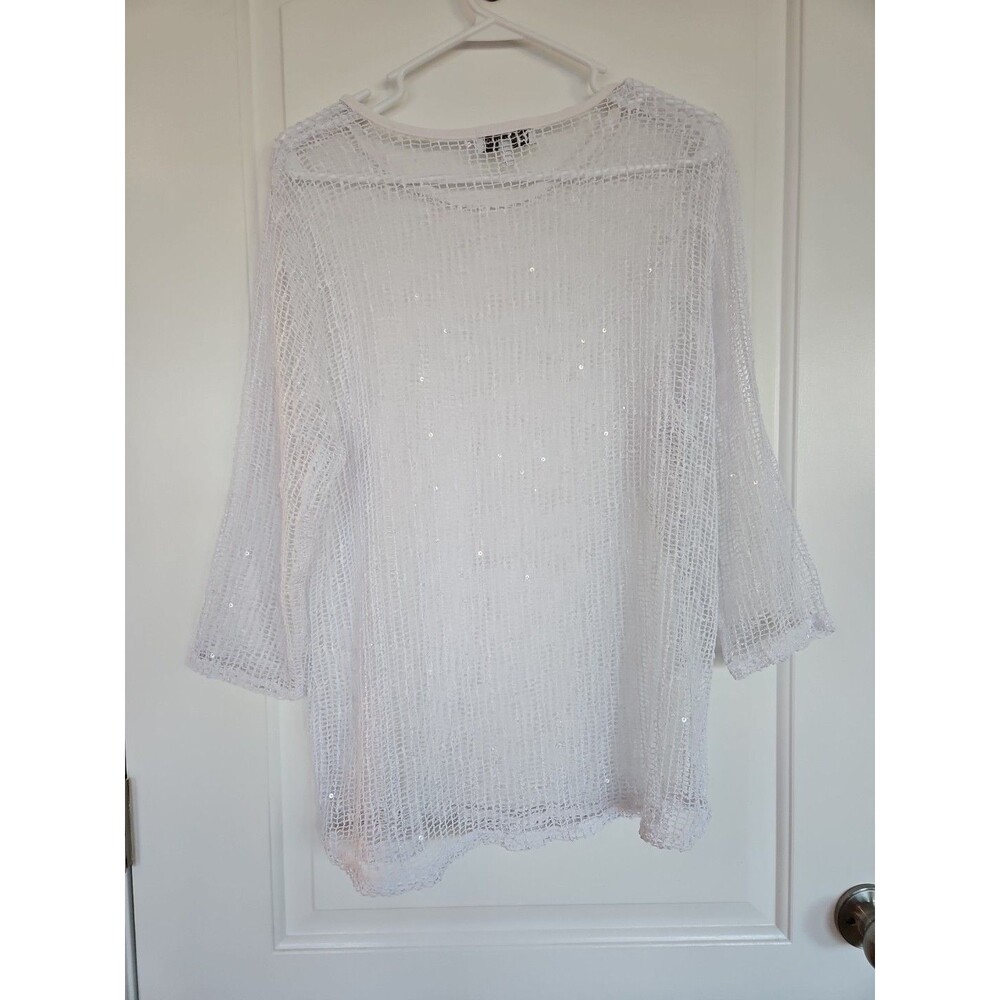 Drapers & Damons‎ White Sequined Open Weave Cover-Up - Picture 4 of 6